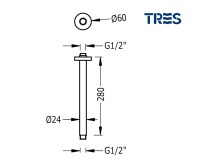 MEDIDAS BRAZO DUCHA A TECHO 28cm TRES